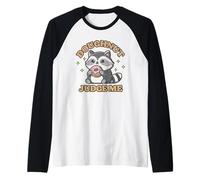 Vintage Distressed Cute Funny Doughnut Judge Me Racoon Raglan Baseball Tee