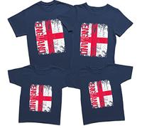 Vintage Distressed England English Flag Rugby Mens Boys T-Shirts Tee Top SN Navy Blue 12 Years