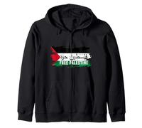Vintage Distressed Free Palestine Flag Zip Hoodie