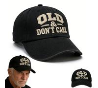 Vintage Distressed Old & Don’T Care Cap Vintage Embroidered Old Don’t Care Baseball Cap Comfortable Fit (Black)