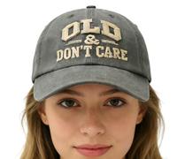 Vintage Distressed Old & Don't Care Hat , Adjustable Retro Baseball Cap With Comfort Fit, Embroidered Funny Design,as A Retirement Gift For Dad, Novelty Fashion Statement, Or Grandpa Birthday Present