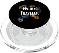 Vintage Distressed World Traveler Passport stamp gift shirt PopSockets PopGrip for MagSafe