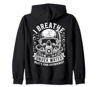 Vintage Diver Breathe Under Water Diving Zip Hoodie
