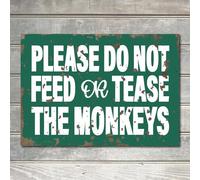 Vintage Do Not Feed Monkeys Sign Zoo Indoor/Outdoor Wall Decor Metal Plaque Wall Decor