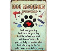Vintage Dog Groomer Promise Dog Grooming Salon Dog Lover Gift Pet Grooming Decor Dog Footprints,Retro 6x8 Inch Tin Sign Home Decor Home Art Metal Signs Wall Art Wall Decor Poster