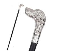 Vintage Dog Head Walking Cane for Men, Elegant Gentleman Decorative Stick, Perfect for Cosplay, Wedding Party and Collection(Silver,Single section)