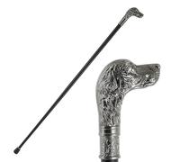 Vintage Dog Head Walking Cane for Men, Elegant Gentleman Decorative Stick, Perfect for Cosplay, Wedding Party and Collection(Ancient silver,Single section)