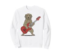Vintage Dog Retriever Funny Dog Playing Guitar Rock Style Sweatshirt