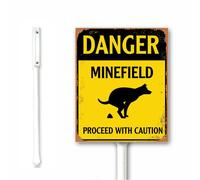 Vintage Dog Sign for Lawn, Danger Minefield Poop Sign, No Dog Poop Outdoor Decor, Humorous Dogs Yard Decor, Clean Up After Your Pets Outdoor Metal Plaque, Sturdy Aluminum Waterproof 12x15 CM