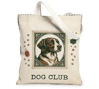 Vintage Dog Stamp Illustration Canvas Tote Bag 13x15 Inch | Vintage postage stamp motif, Paws accents, Linen texture, Canine portrait, Rustic aesthetic