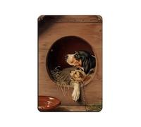 Vintage Dogs Oil Painting Tin Sign Vintage Metal Pub Club Cafe Bar Home Wall Art Decoration Poster Retro 8x12inch(20x30cm)