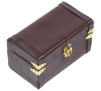 Vintage Dollhouse Mini Travel Trunk Suitcase Brown Wooden Leather