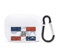 Vintage Dominican Republic Flag Funny Bluetooth Earbuds Case with Keychain Colorful Wireless Headphones Covers Compatible with AirPods Pro