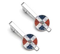 Vintage Dominican Republic Flag Novelty Tie Clips for Men Trendy Necktie Bar Pins Holder Wedding Birthday Gift