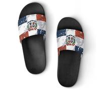 Vintage Dominican Republic Flag Shower Shoes Slipper for Women Men Beach Slippers Quick Drying Non Slip Open-Toe Sandals