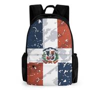 Vintage Dominican Republic Flag Trendy Printed Travel Backpack with Pocket Funny 16 Inch Shoulder Daypack for Work Hiking Camping