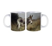 Vintage Donkey Grass White Coffee Mugs Gloss Ceramic Cappuccino Cups with Handle