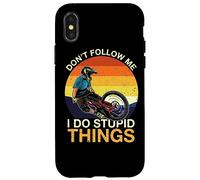 Vintage Don't Follow Me I Do Stupid Things MTB Mountain Bike Case for iPhone X/XS