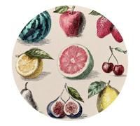 Vintage Doodle Set with Summer Fruits Small Round Mouse Pad, Anti-Slip Rubber Computer Mousepad for Office Home Gaming Laptop, 10 x 10 Inch