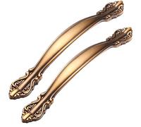 vintage door handles,kitchen cabinet handles, Cabinet Handles Pulls 2 Pack,Zinc Alloy Solid Metal Curved Drawer Pulls Bar,5” 128Mm Hole Centers,Heavy Duty Cabinet Hardware for Kitchen Cupboard,A-