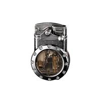 Vintage double flame jet torch lighter, steam punk with transparent visible gas tank, portable windproof lighter, gift for men father husband(Black)