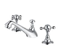 Vintage Double Handle Widespread Bathroom Faucet 3 Hole Deck Mount Double Cross Handle Basin Tub Mixer Tap