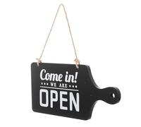 Vintage Double Sided Hanging Door Sign Black Wood Open Closed