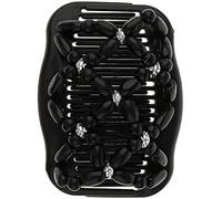 Vintage Double Slide Insert Hair Combs Clips, Elastic Magic Wood Beads Hairpin, Easy Bun Maker, Updo Tools for Women - Black, Black, Wood, other gemstones