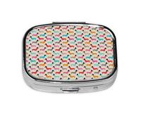 Vintage Doxie Sausage Dogs Dachshund Pattern Girls,Meta Pill Box 2 Compartment Medicine Case,Portable Organizer,Rectangle Meta Portable Organizer Pill Box 2008 Compartment Medicine Case
