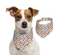 Vintage Doxie Sausage Dogs Dachshund Pattern Girls,Pet Bib Scarf Cats Dog Bandana Dogs Towel Bib Adjustable Pet Scarf,S