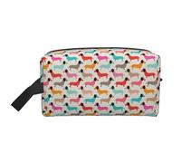 Vintage Doxie Sausage Dogs Dachshund Pattern GirlsLarge Capacity Cosmetic Organizer,Travel Makeup Bag for Women