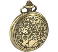Vintage Dr Who Pocket Watch With Bronze Case Quartz Full Hunter White Dial And