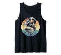 Vintage Dragon Art Print with Retro Rainbow Stripes Tank Top