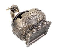 Vintage Dragon Ashtray with Lid, Metal Wind Proof Portable Decorative | Coffee Colour, Hand Carved Antique Style, Suitable for Outdoor Desktop Display, Gift Choice for Men