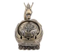 Vintage Dragon Ashtray with Lid, Portable Wind Proof Metal Decor
