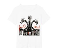 Vintage Dragon King Ghidorah Art Sunset Japanese Kids Men T-Shirt, Women's Plus, White, 2X