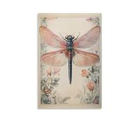 Vintage Dragonfly Botanical Wall Art Insect Illustration Print with Floral Details for Natural History Decor Entomology Poster for Study Or Library Gift 24x36inch(60x90cm) Unframe
