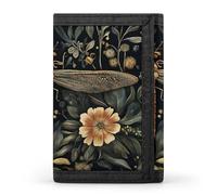 Vintage Dragonfly Floral Cloth Wallet Card with Holder Trifold Pocket Slim Wallets