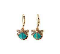 Vintage Dragonfly Moonstone Earrings Gold Plated Boho Statement Gemstone Butterfly Insect Animal Chic Purple Crystal Rhinestone Dangle Leverback Earrings for Women Ethnic Style Fashion Jewelry Gifts,