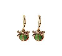 Vintage Dragonfly Moonstone Earrings Gold Plated Boho Statement Gemstone Butterfly Insect Animal Chic Purple Crystal Rhinestone Dangle Leverback Earrings for Women Ethnic Style Fashion Jewelry Gifts