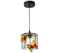 Vintage Dragonfly Stained Glass Pendant Light Fixture - Adjustable Height LED Hanging Lamp for Kitchen Island Dining Room Hallway - Elegant Lighting Design