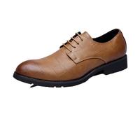 Vintage Dress Oxford Formal Shoes for Mens Waterproof Leather Lace Up Breathable Prom Anti-Slip Shoe(Giallo,5 UK)