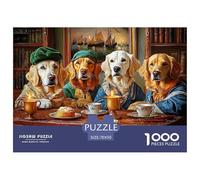 Vintage Dressed Dogs Jigsaw Puzzle for Adults 1000 Piece Jigsaw Puzzle Library Tea Time Scene Mindfulness 70x50cm/1000pcs