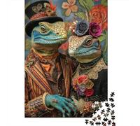Vintage Dressed Lizards 1000 Piece Jigsaw Puzzle Paper for Adults Romantic Couple Puzzle Game 70x50cm/1000pcs