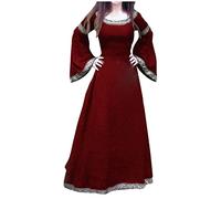 Vintage Dresses for Women Medieval Dress Women Victorian Regency Dress Cosplay Halloween Renaissance Costumes Round Neck Gothic Rockabilly Dress Vintage Swing Cocktail Corset Dress Red