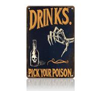 Vintage Drinks Sign Pick Your Poison Potion Bar Metal Sign Funny Wall Decor for Office Living Room Bar Coffee Shop 8x12inch