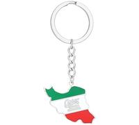 Vintage Drip Oil Iran Map Flag Ethnic Style Stainless Steel Keychain for Men Women Gift Key Chain Accessory Key Ring Jewelry