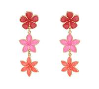 Vintage Dripping Oil Flower Earrings for Woman Boho Multicolor Dangle Petal Earring Statement Enamel Irregular Earrings Spring Summer Wedding Beach Jewelry, L, Alloy Steel, No Gemstone