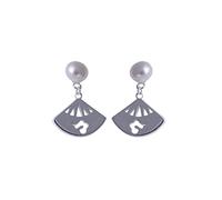 Vintage Drop Earring, S925 Freshwater Pearl Fan-Shaped Earrings, Female Ancient Style Hollow Simple Earrings Pearl