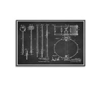 Vintage Drum Blueprint Poster - Retro Mechanical Engineering Industrial Decor Poster Decorative Painting Canvas Wall Posters And Art Picture Print Modern Family Bedroom Decor Posters 16x24inch(40x60c
